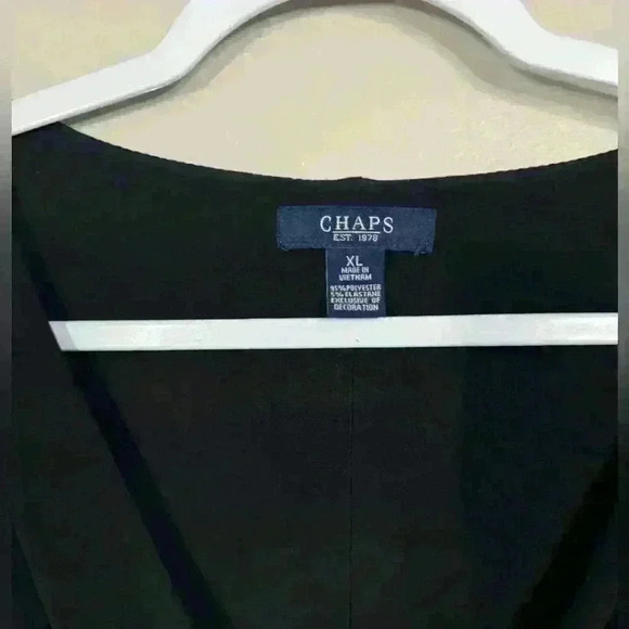 Chaps Womens XL Black Faux Wrap V-Neck Capsule Dress Rhinestone Clasp Minimalist - Picture 2 of 10